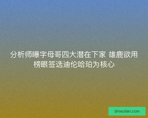 分析师曝字母哥四大潜在下家 雄鹿欲用榜眼签选迪伦哈珀为核心